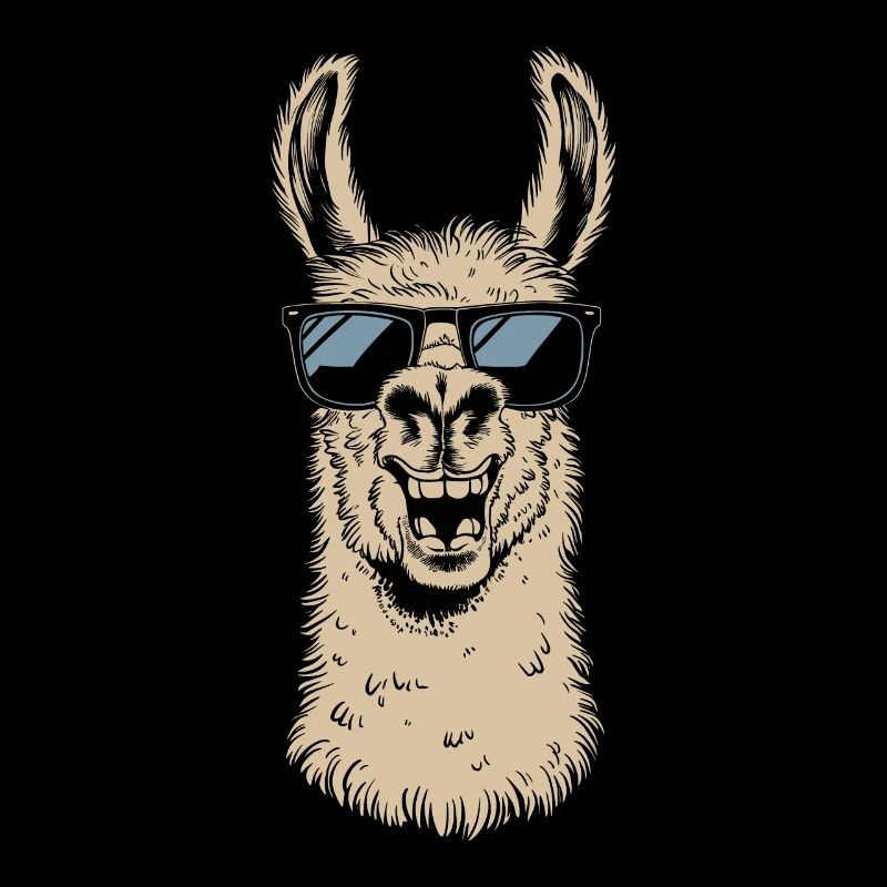 Funny llama with sunglasses in cartoon style