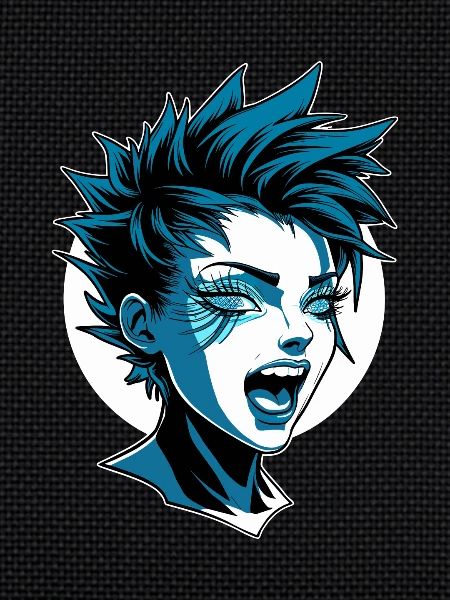 Fille punk futuriste avec mohawk