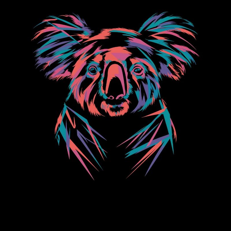 Koala coloré au design néon