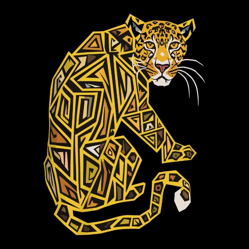 Geometric leopard in yellow and brown