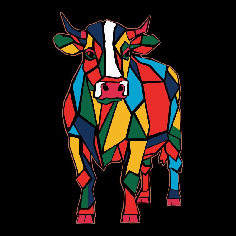 Colorful Geometric Farm Animal Artwork
