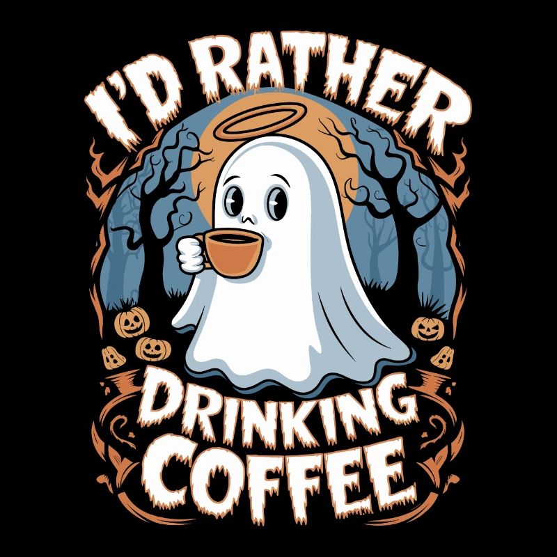 Fantôme d'Halloween dans la nuit : Cher café
