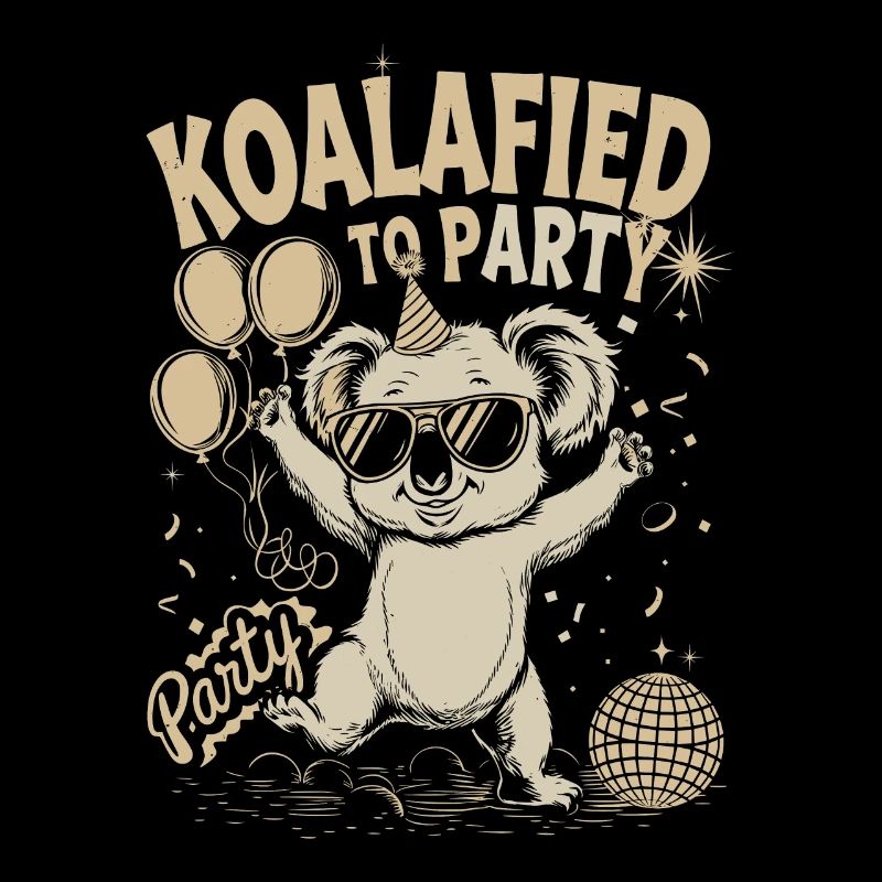 Qualified for partying koala with sunglasses