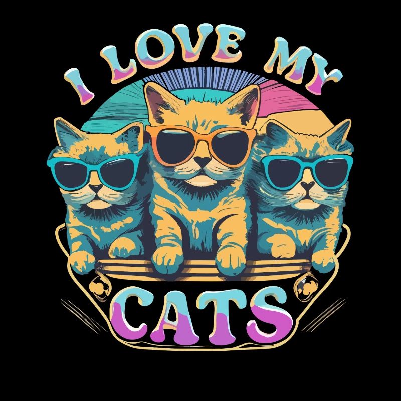 J’aime mes chats chats avec des lunettes de soleil