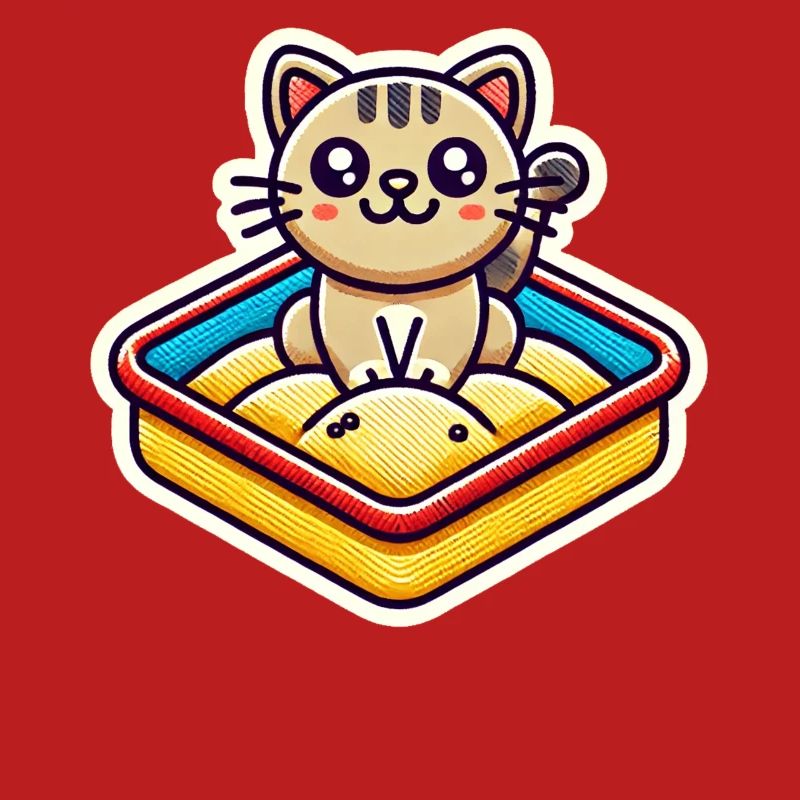 Chat mignon assis dans le bac à sable Style Patch