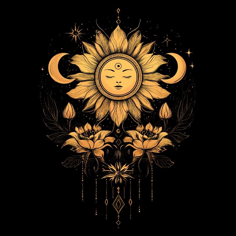 Bohemian Sonne Boho Mond Blumen Blüten Geschenk