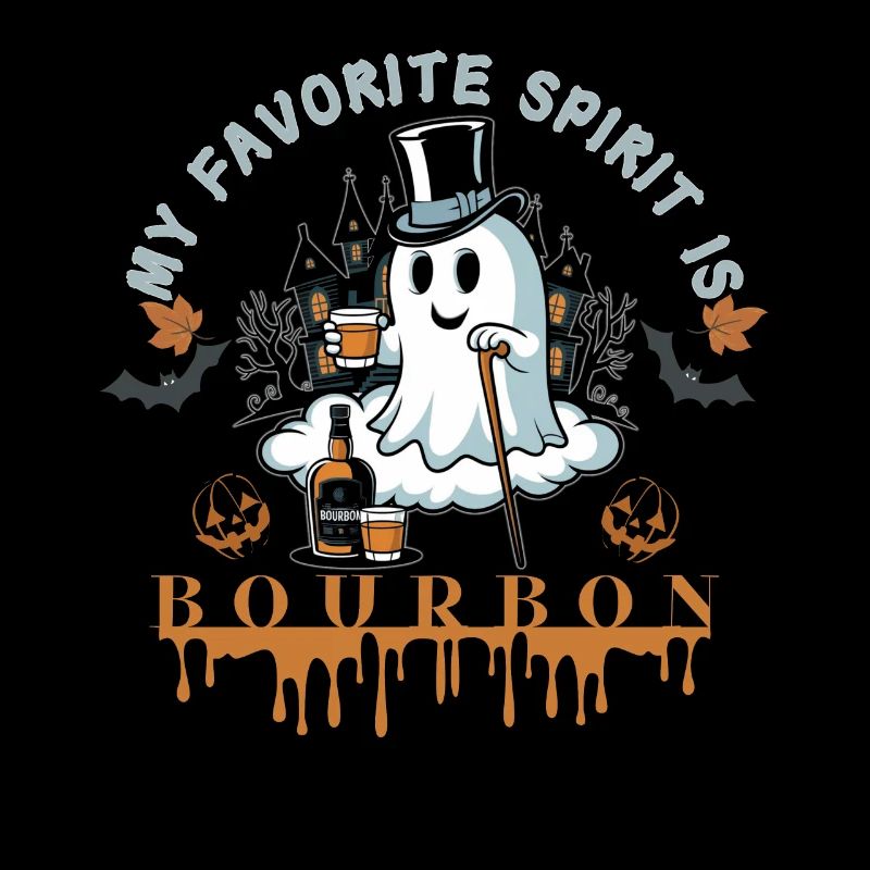 Ghost with Bourbon and Top Hat Halloween