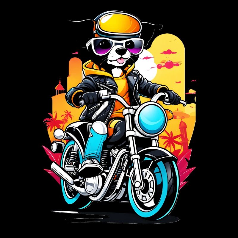 Cool biker - dog on the motorcycle