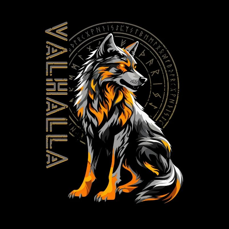 Wolf Vegvisir Nordische Runen Wikinger Walhalla
