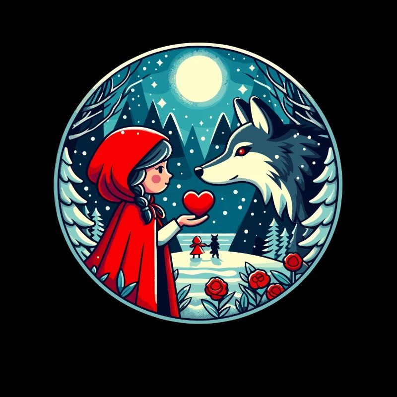 Märchen Rotkäppchen Wolf Kinder Niedlich Fantasie