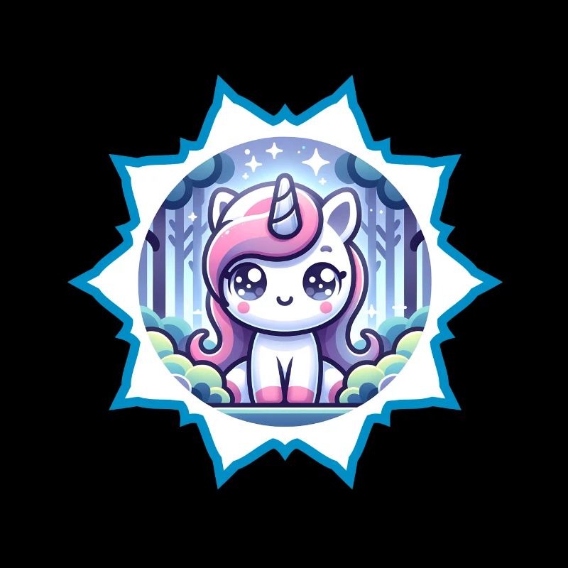 Süßes Einhorn im Wald mit Sterne