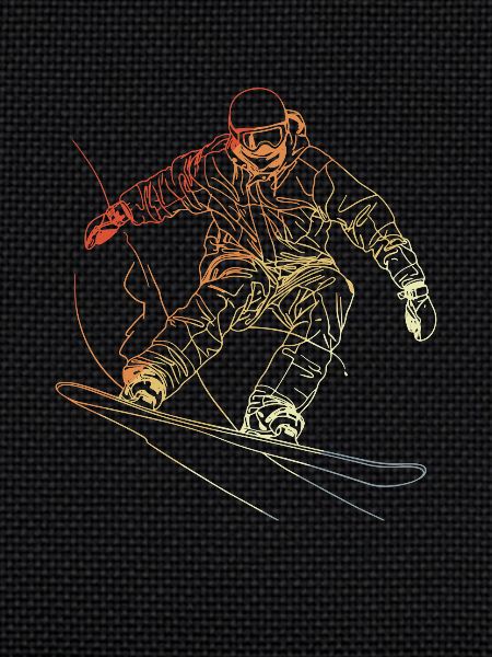 Snowboarder Sketch Retro