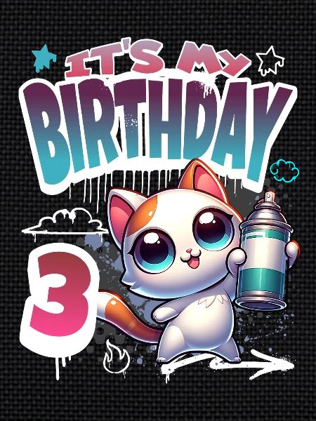 3rd Birthday Cat Graffiti