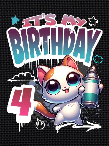 4th Birthday Cat Graffiti
