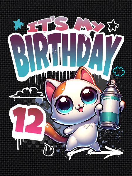12th Birthday Cat Graffiti