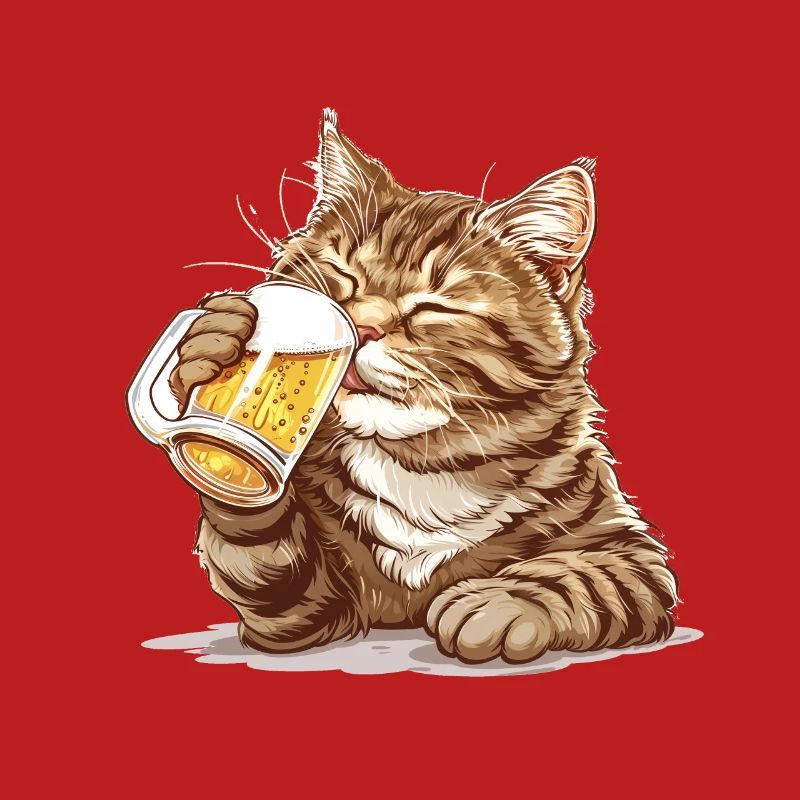 Cute Cat Drinking Beer 2