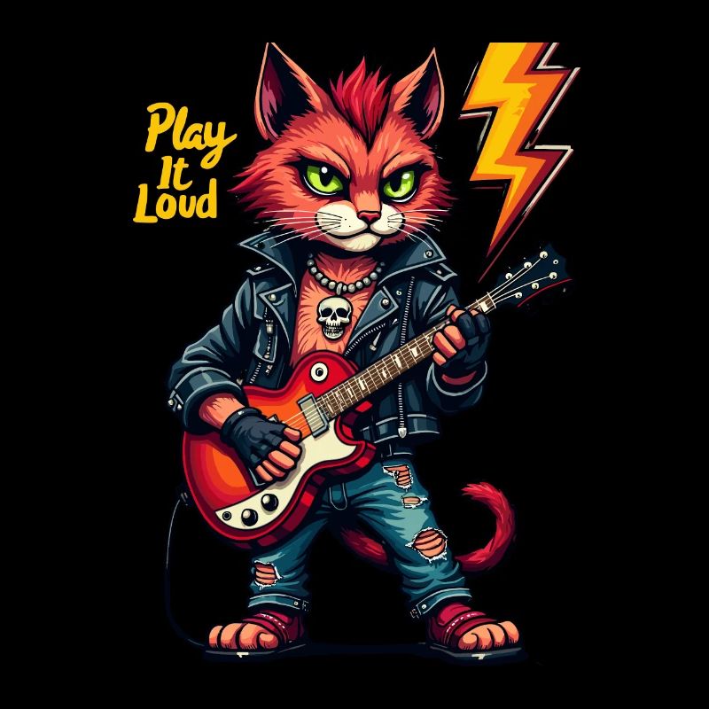 Rock It KatzeMusiker mit E-Gitarre