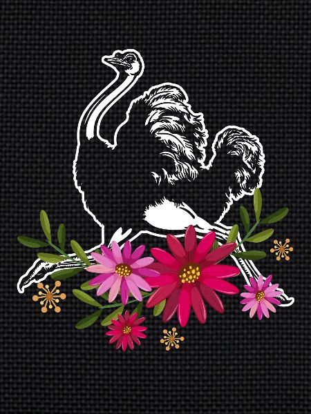 Ostrich With Flowers