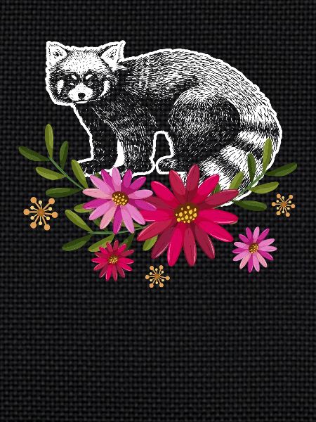 Red Panda With Flowers