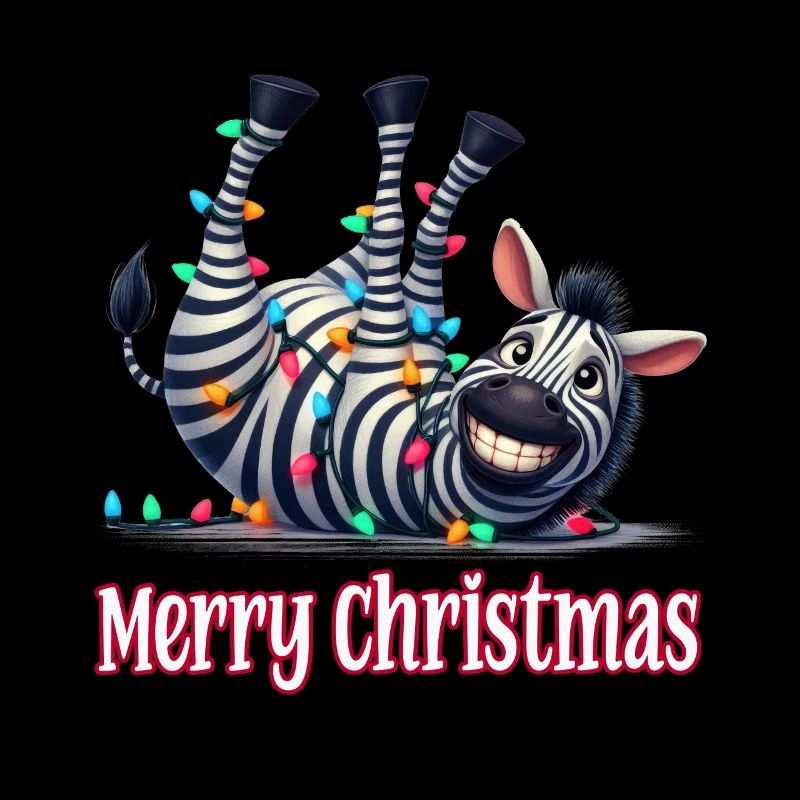 Süßes Zebra mit Lichterkette Merry Christmas