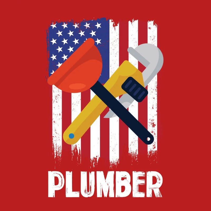 Plumber tools in front of US flag