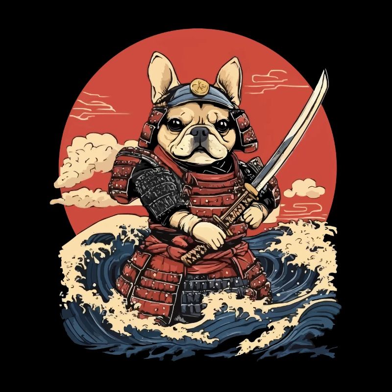 Bouledogue Français Samouraï Guerrier Vagues