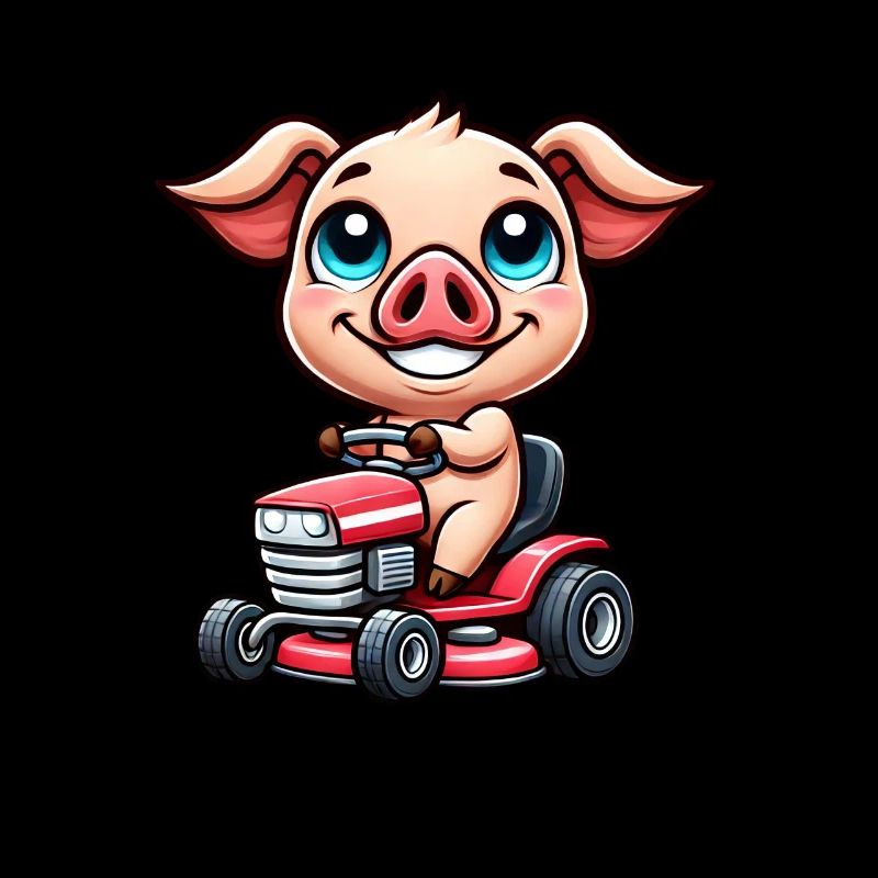 Schwein auf Traktor Gartenbau Rasenmäher Spaß