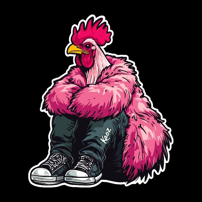 Coq de mode à la mode en plume rose Veste de poulet