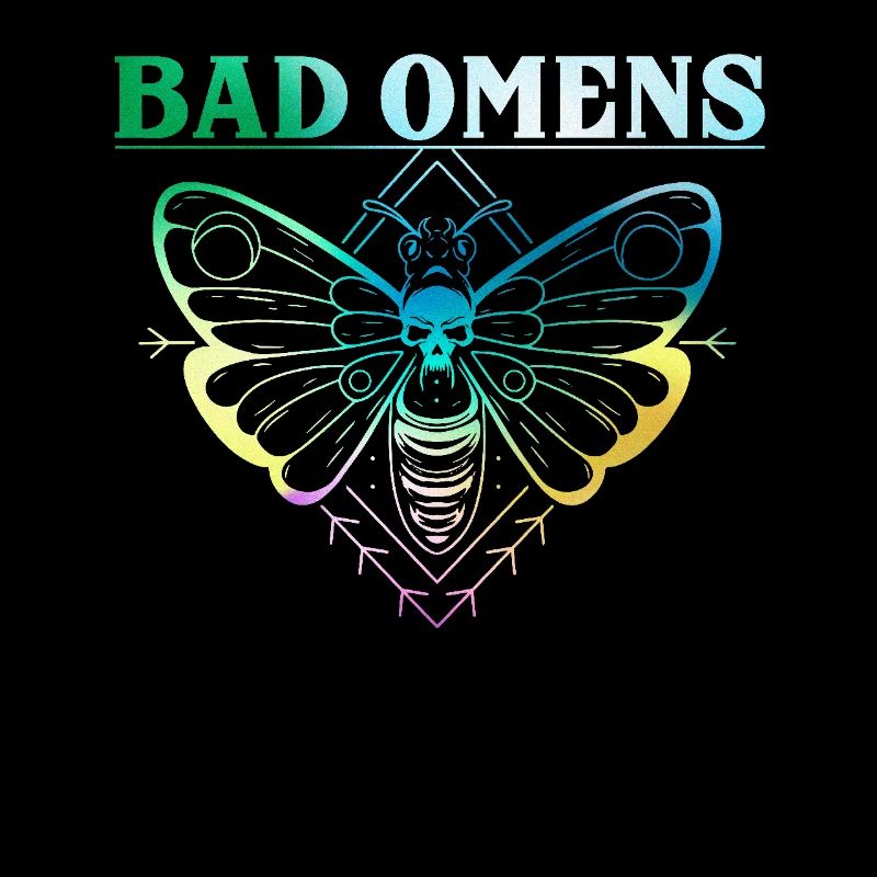 Bad Omens butterfly art with skull and crossbones