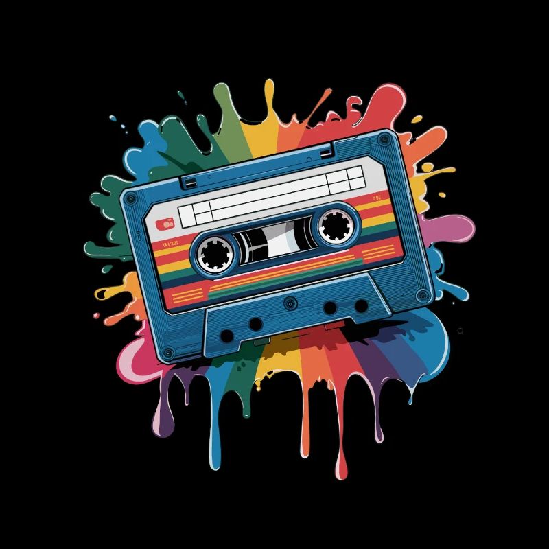 80s Retro Cassette Splash Classic Cassette Tape