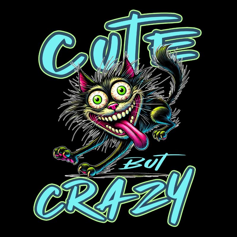 Cute but Crazy Katze Comic Stil lustiges Motiv