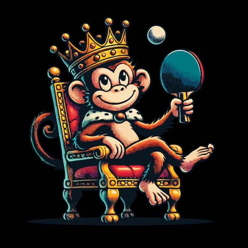 Monkey King Table Tennis Champion with Crown