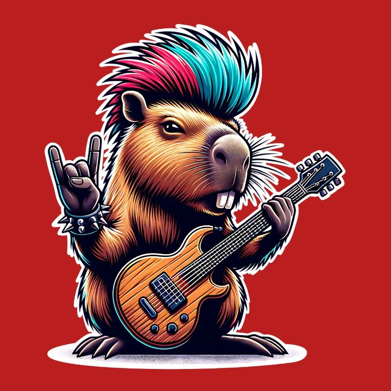 Capybara, guitariste de rock and roll