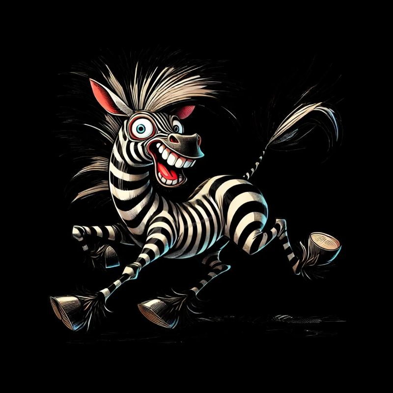 Verrücktes Zebra Comic Stil lustiges Tiermotiv