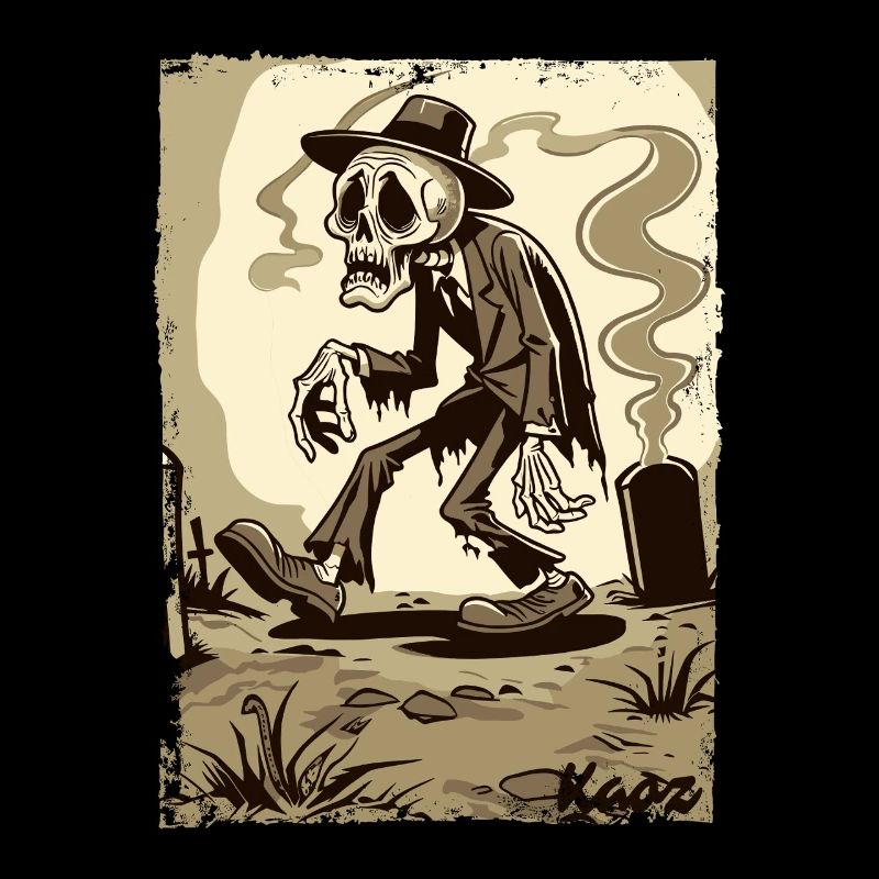 Squelette Gentleman dans le cimetière