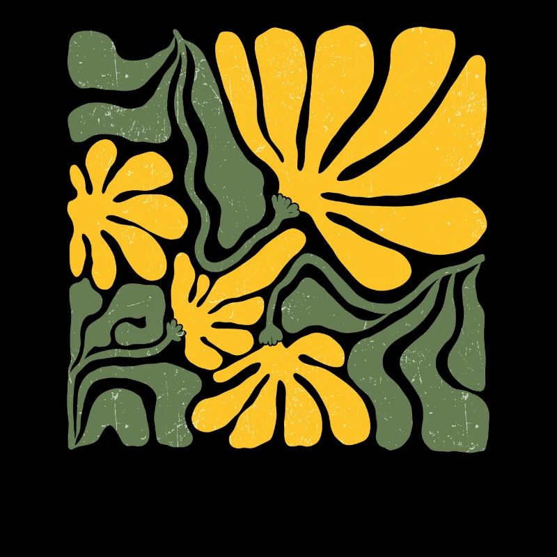 Art floral abstrait jaune et vert