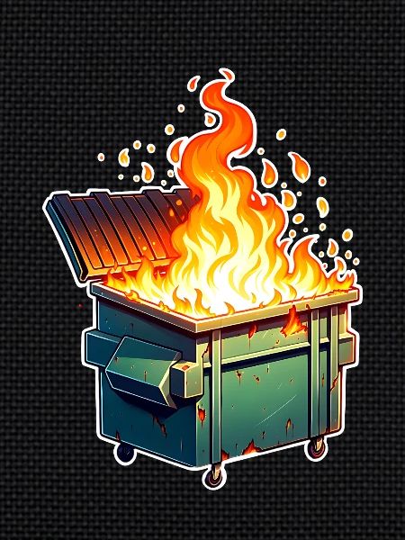 Burning garbage can