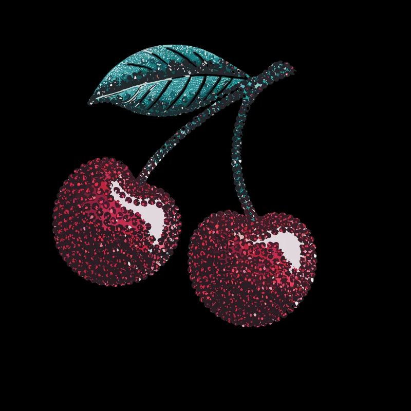 Süße Kirsche mit Glitzernden Blättern Design