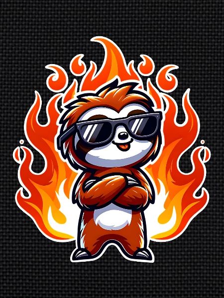 Sloth Cool Flames Fire