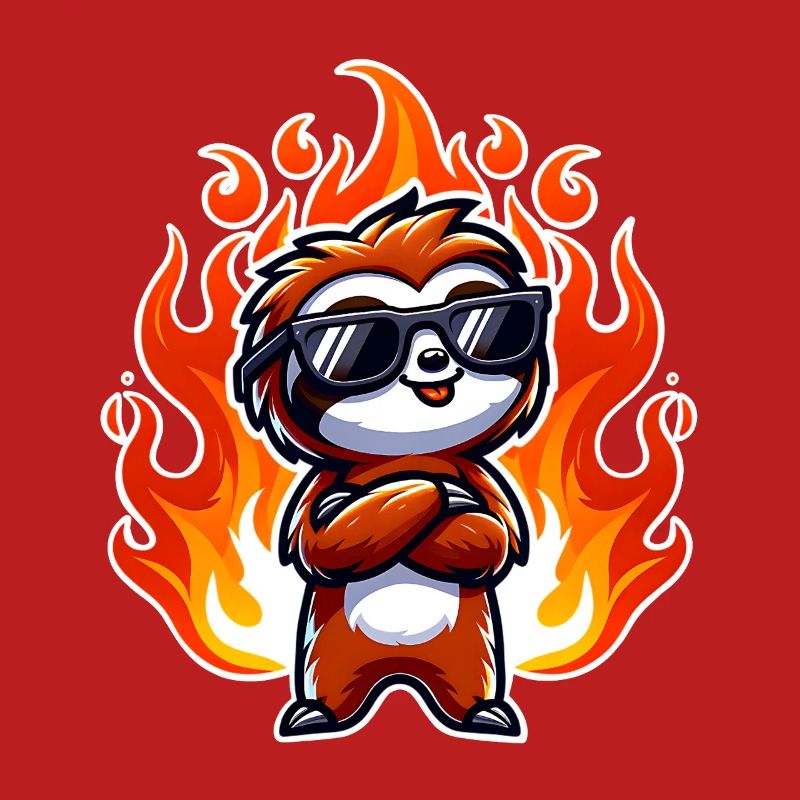 Sloth Cool Flames Fire