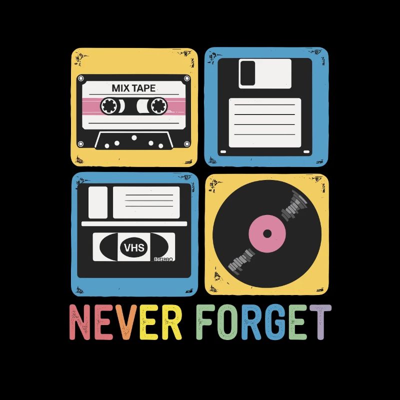 Never Forget 80er Jahre Mix Tape Diskette VHS