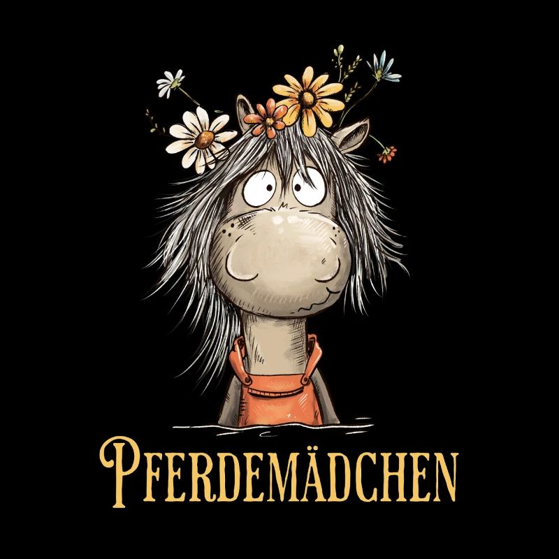 Pferdemädchen Pferd Mit Blumen Cartoon Humor