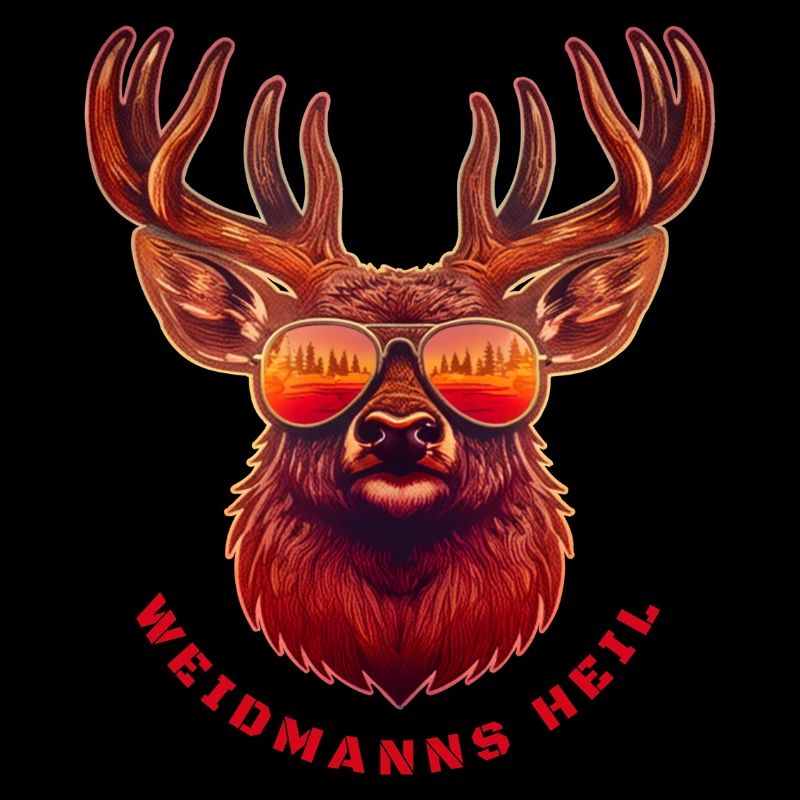 Hirschkopf Weidmanns Heil Jagdtrophäe  Jäger