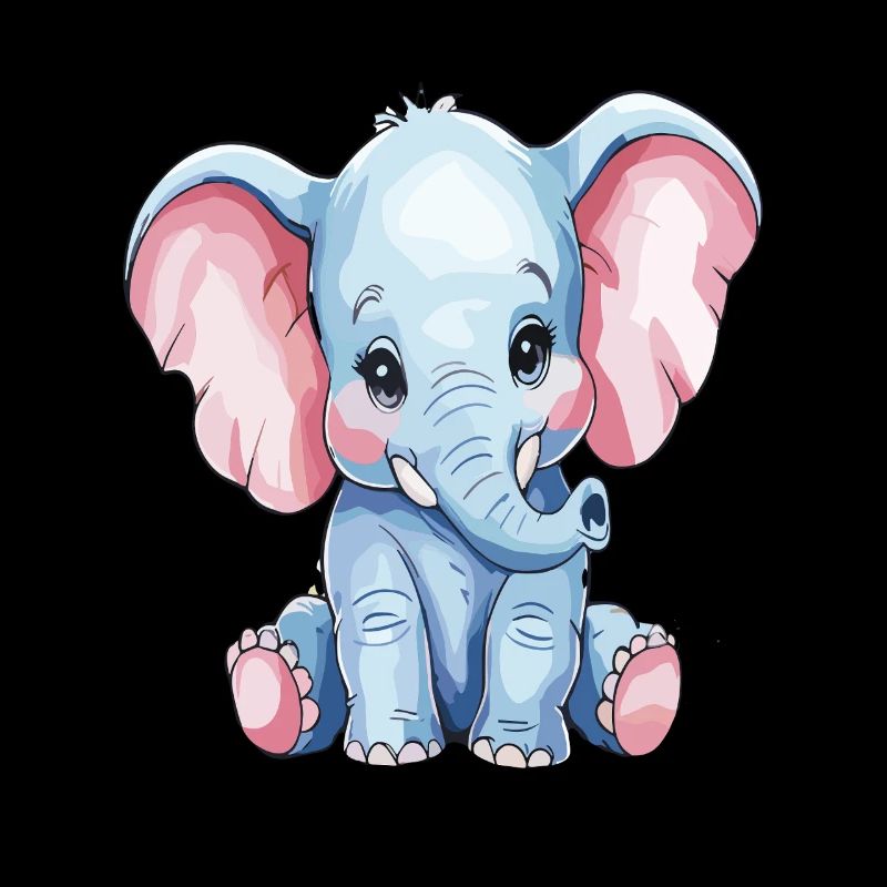 Mignon petit éléphant bleu dessin animé