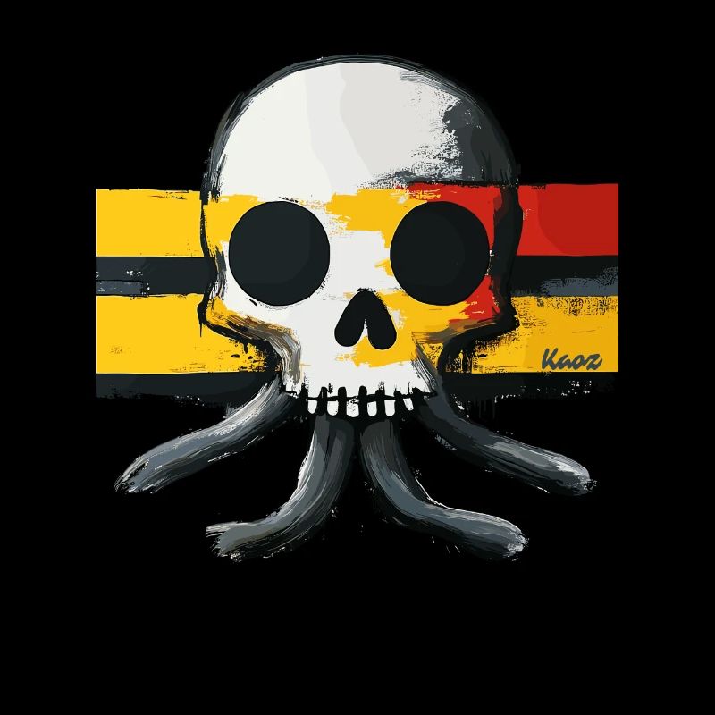 Skull with tentacles and flag