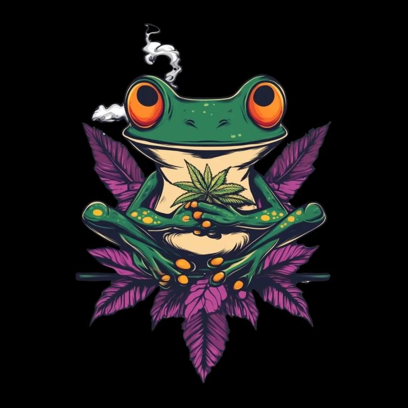 Grenouille avec joint et feuille de cannabis - Weed Frog