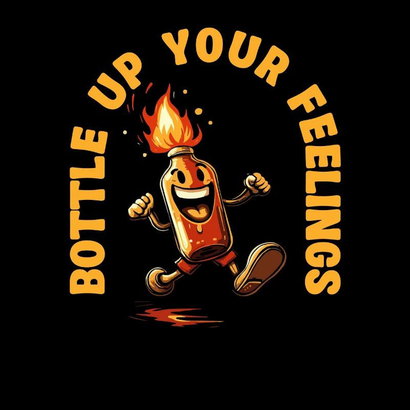 Bottle Up Your Feelings Bottle motif with flames