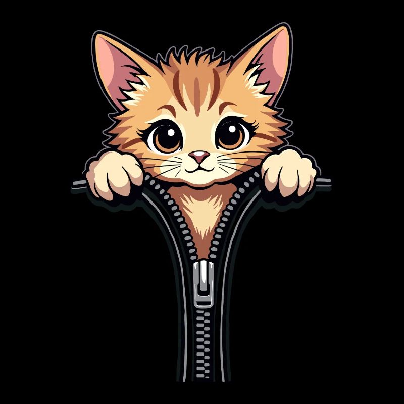 Curious cat behind a zipper