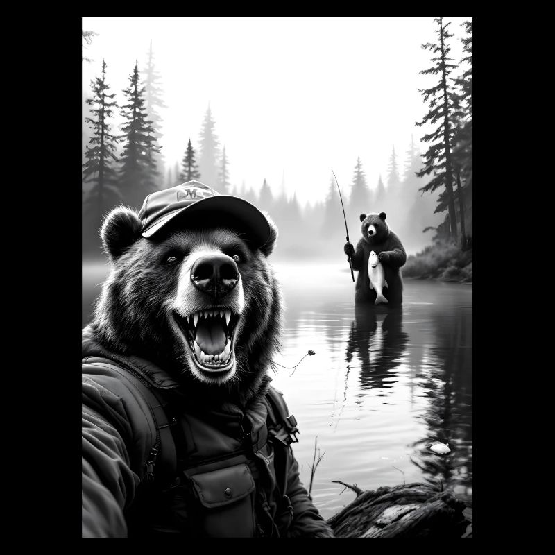 Selfie d’ours de pêche