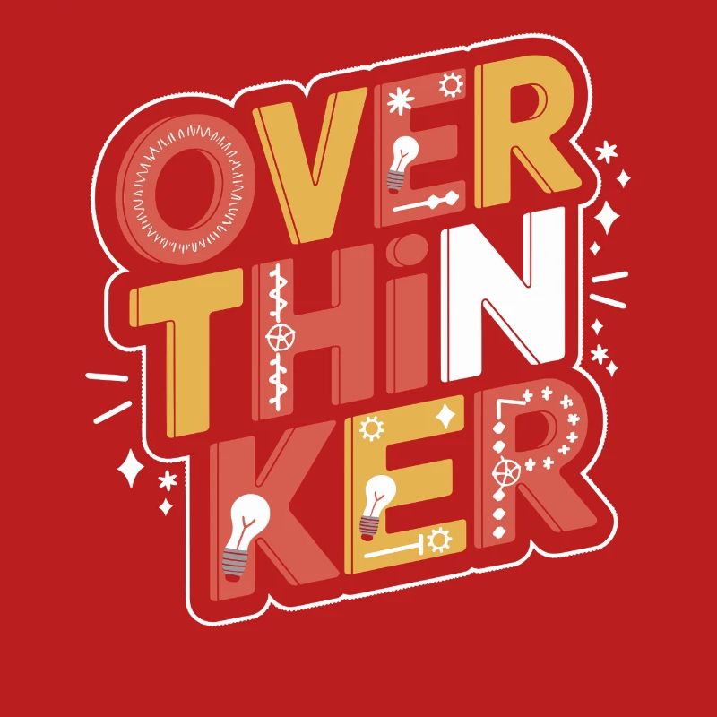 Creative overthinker design with light bulbs and